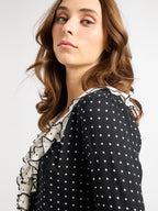 Adelaide Top in Black & White Dot