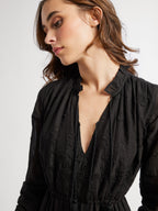 Astrid Dress in Black Petal Embroidery