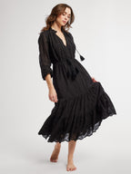 Astrid Dress in Black Petal Embroidery