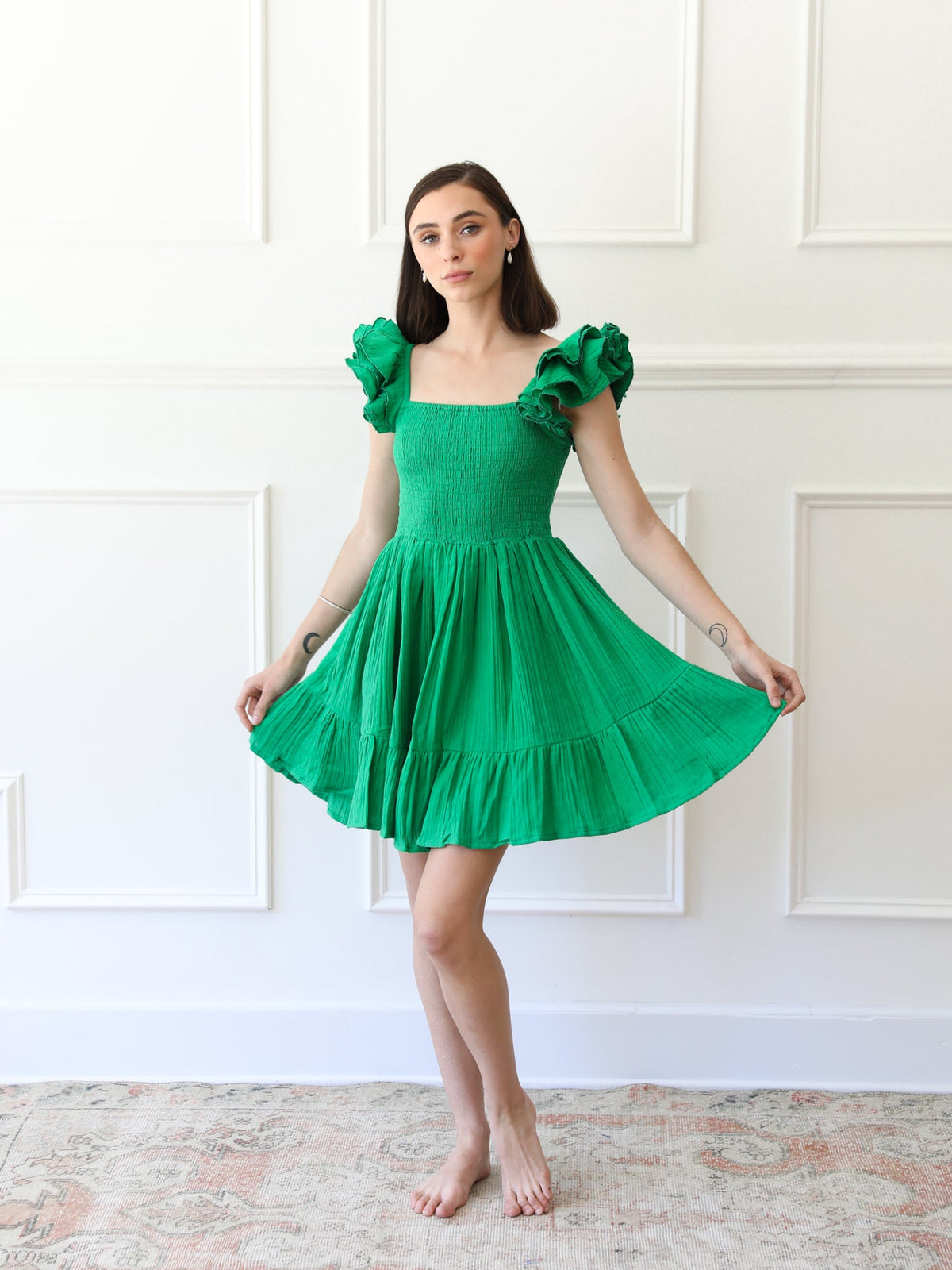 Dress in Kelly Double Gauze