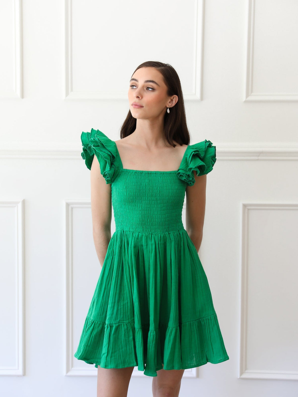 Dress in Kelly Double Gauze
