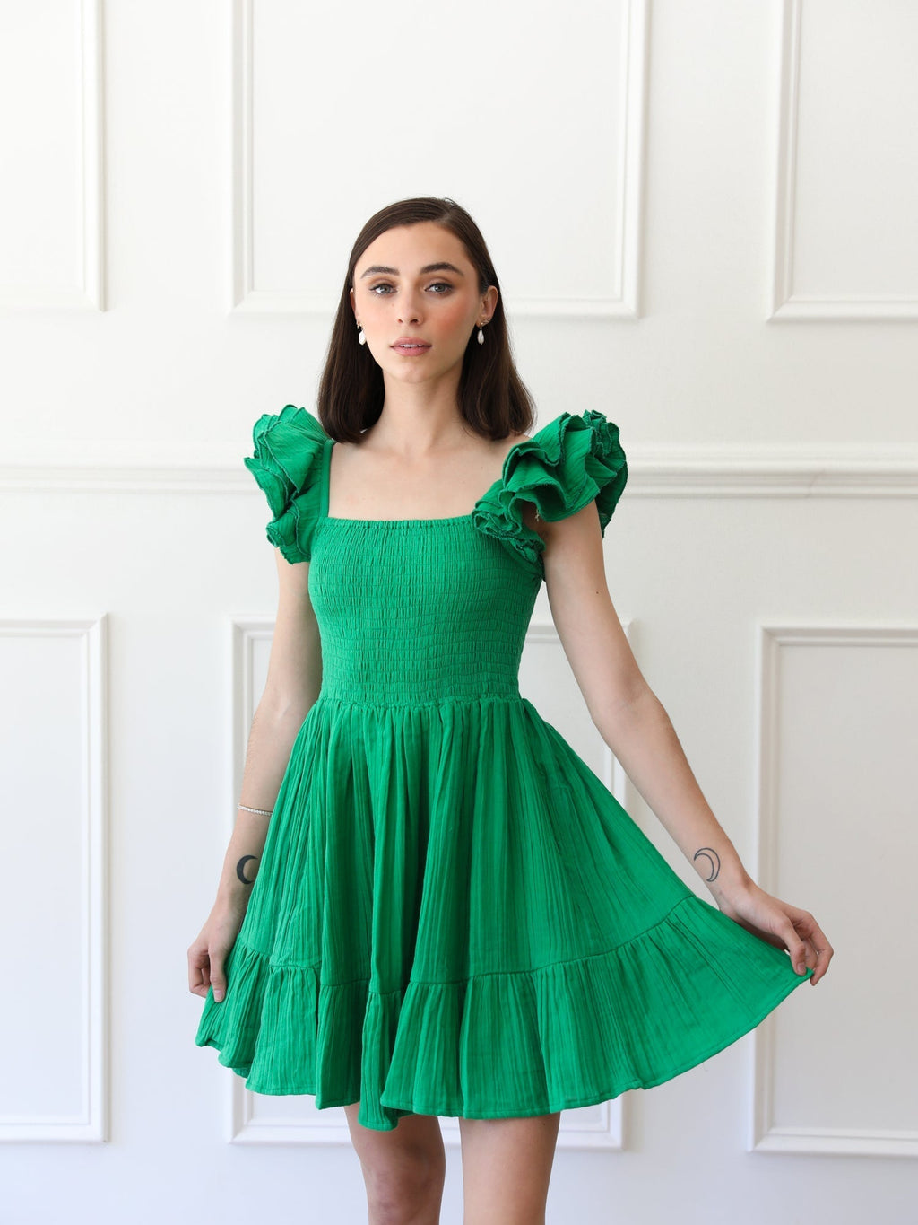 Dress in Kelly Double Gauze