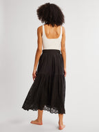 Betty Skirt in Black Petal Embroidery