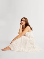 Betty Skirt in White Petal Embroidery