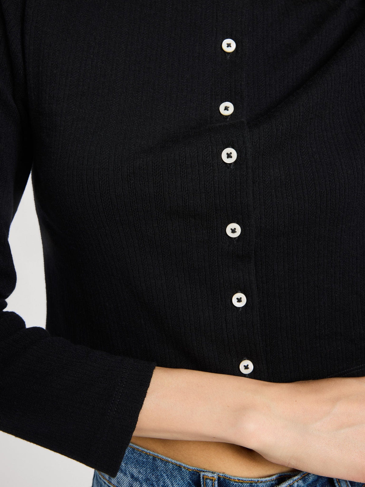 Bibi Pointelle Cardigan in Black