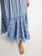 Celia Dress in Chambray Polka Dot