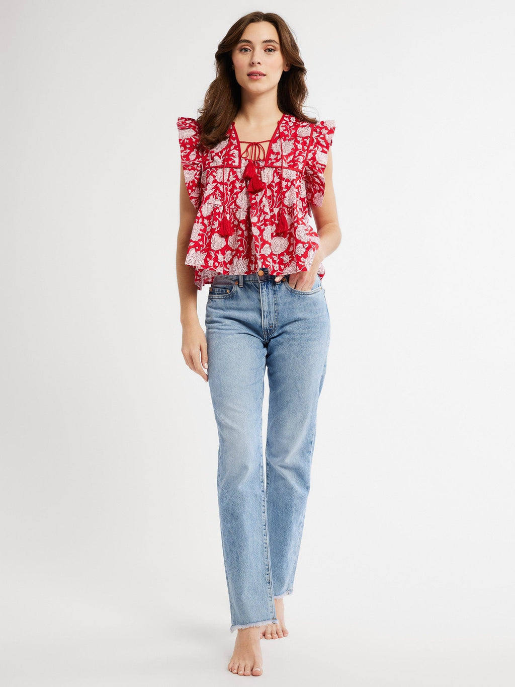 Top in Red Zinnia