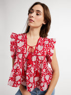 Top in Red Zinnia