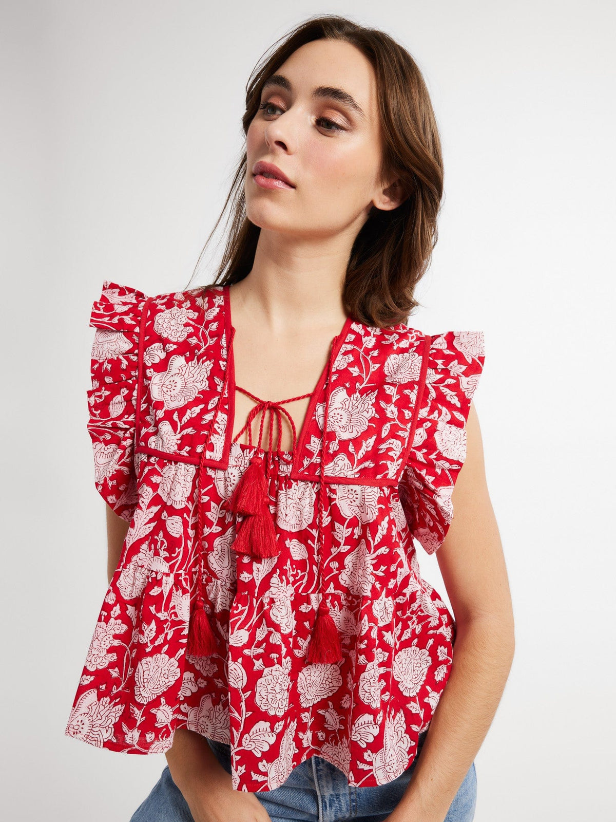 Top in Red Zinnia