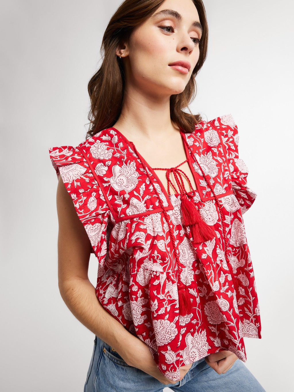 Top in Red Zinnia