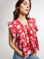 Top in Red Zinnia