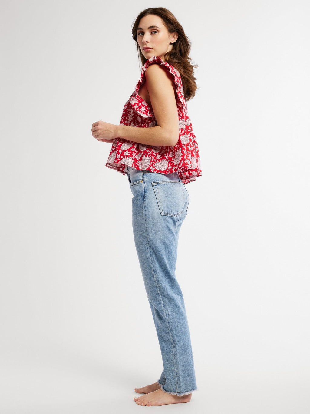 Top in Red Zinnia