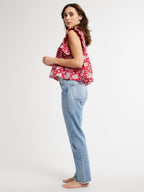 Top in Red Zinnia