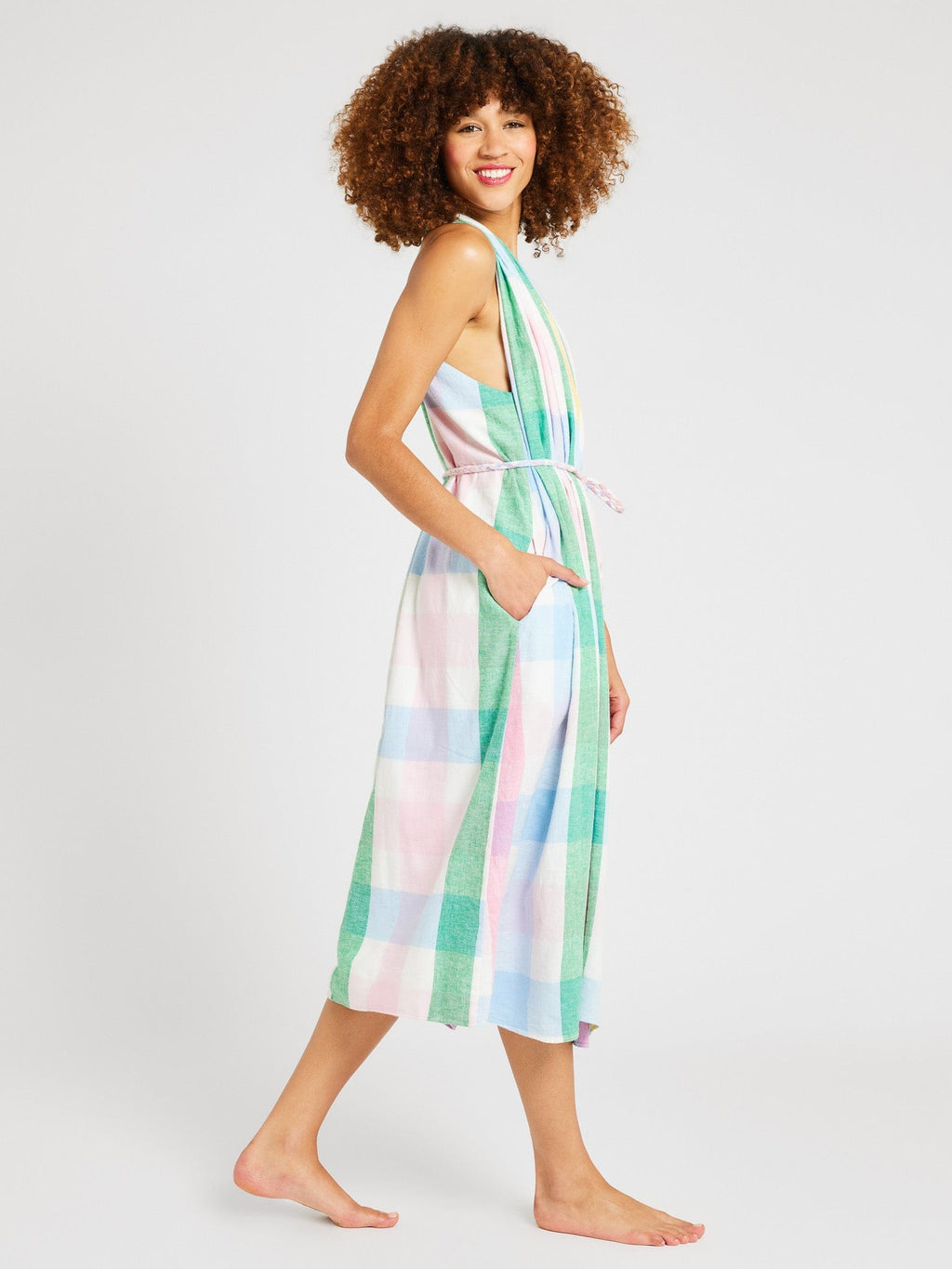 Marilyn Dress in Pastel Plaid