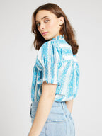 Top in Aqua Jaipur Stripe