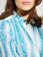 Top in Aqua Jaipur Stripe