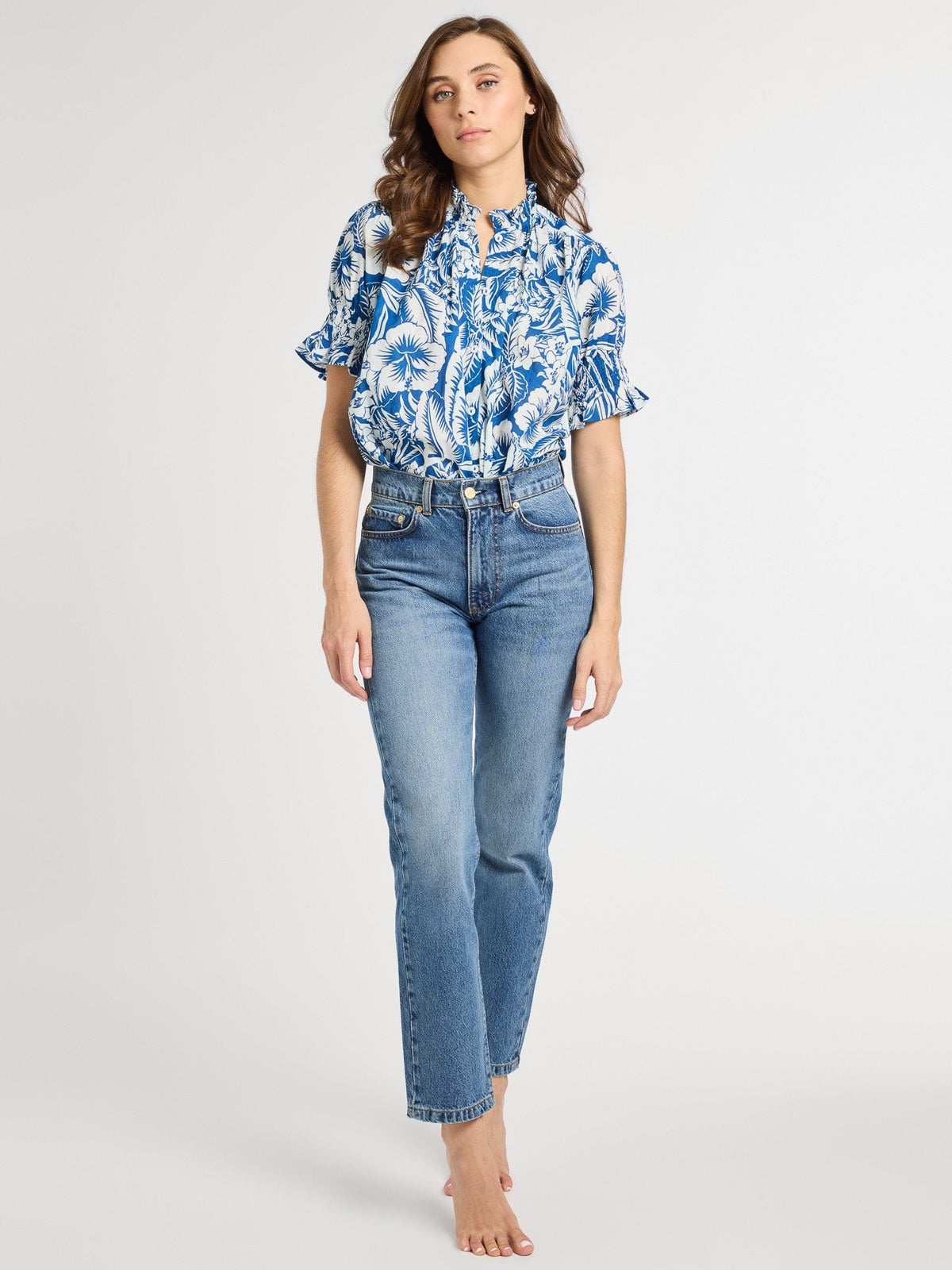 Top in Blue Hibiscus
