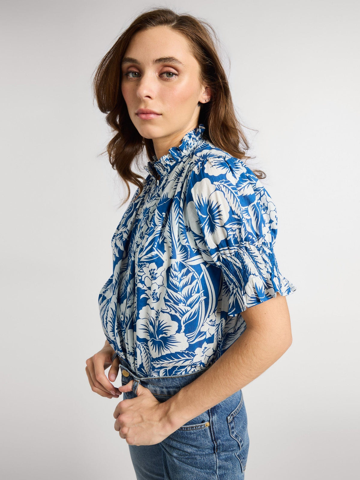 Top in Blue Hibiscus