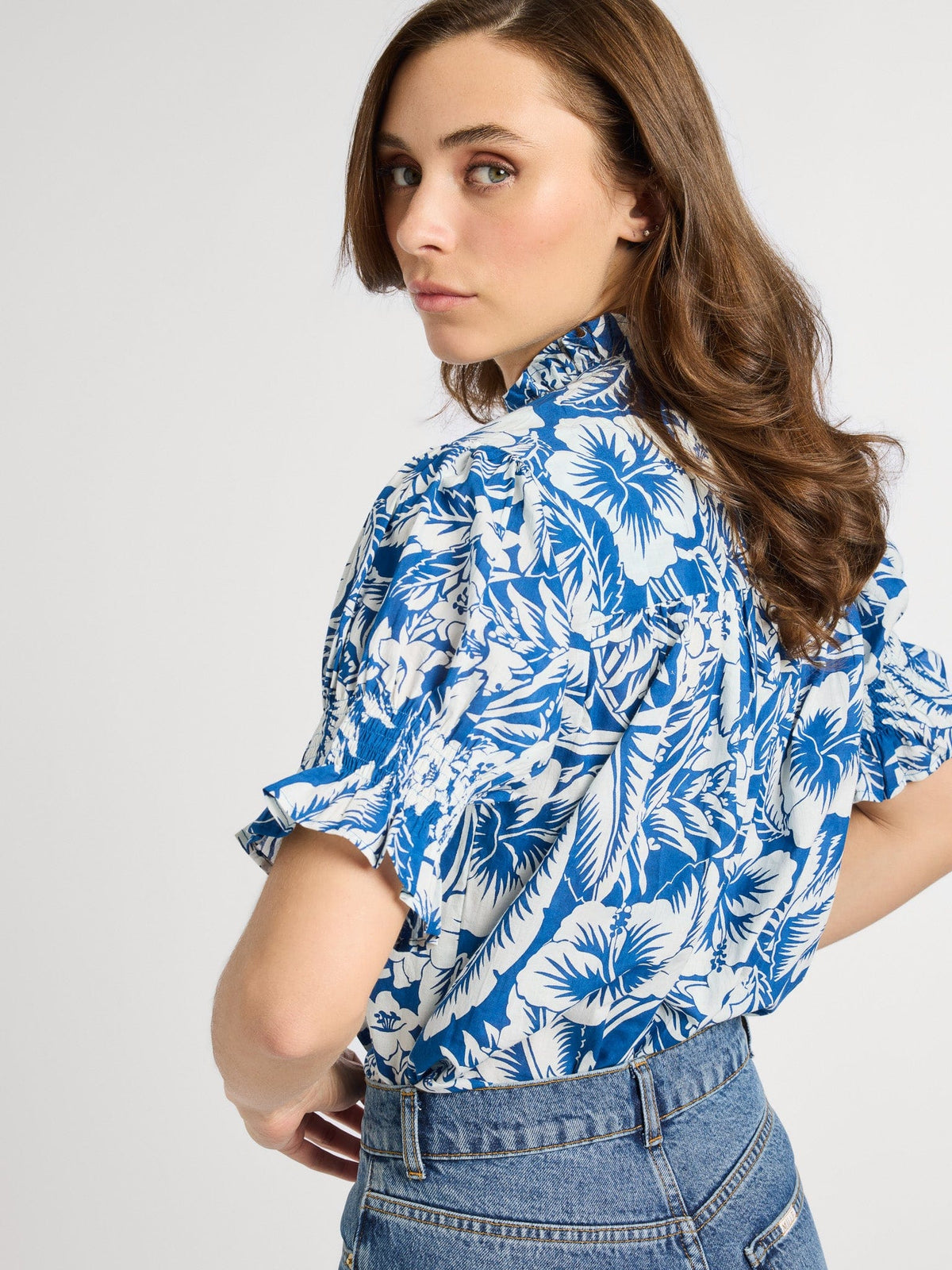 Top in Blue Hibiscus