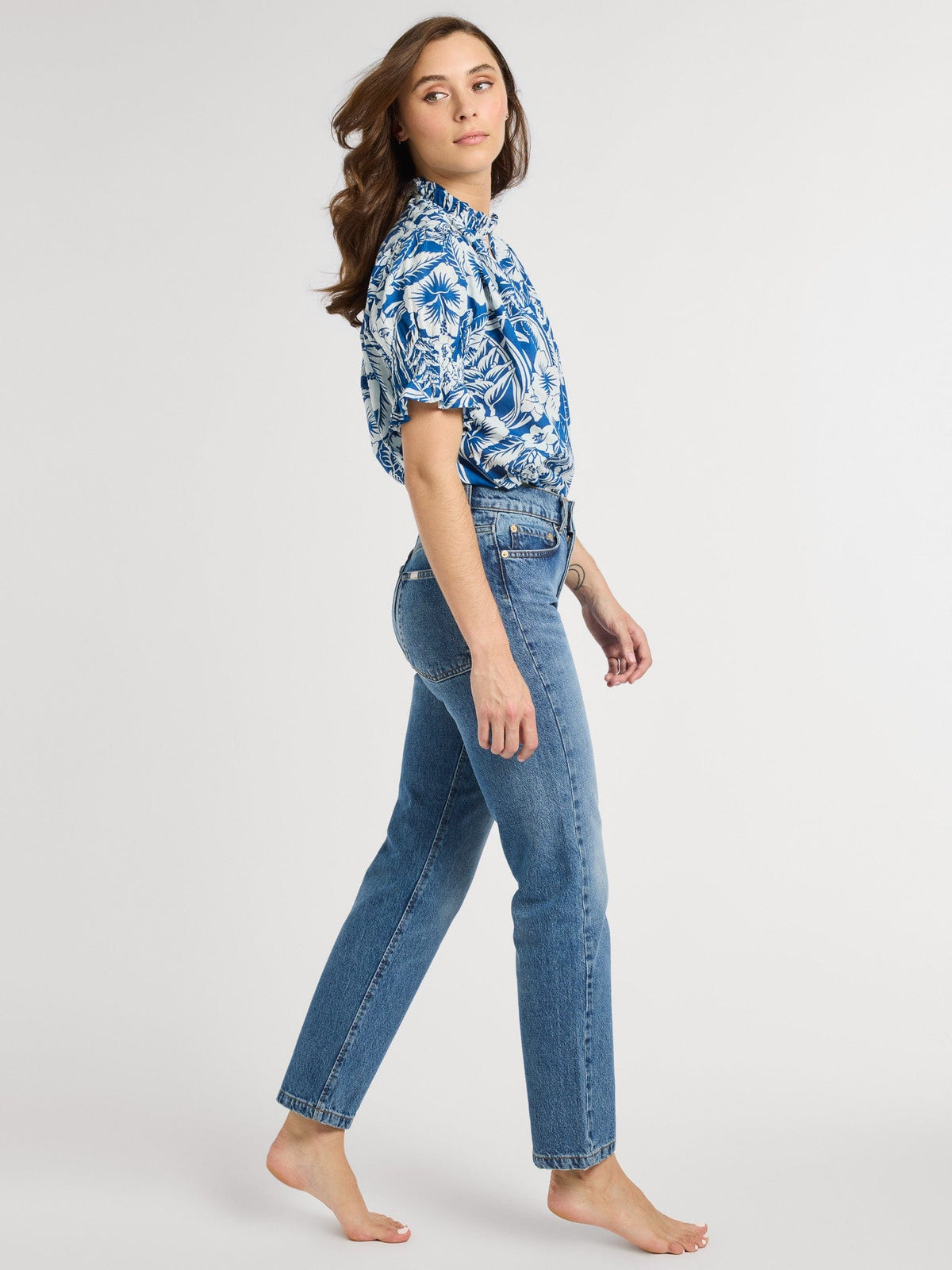 Top in Blue Hibiscus