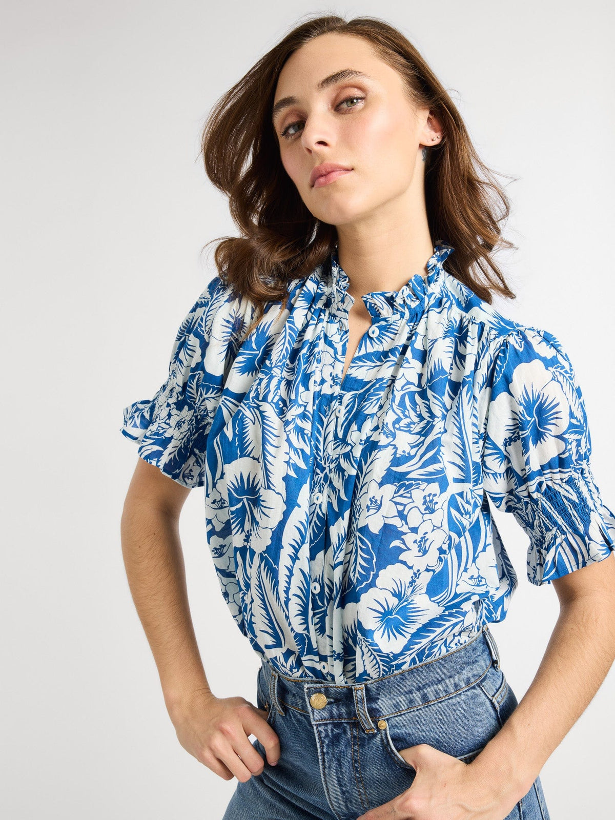 Top in Blue Hibiscus