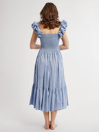 Olympia Dress in Chambray Polka Dot