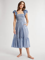 Olympia Dress in Chambray Polka Dot