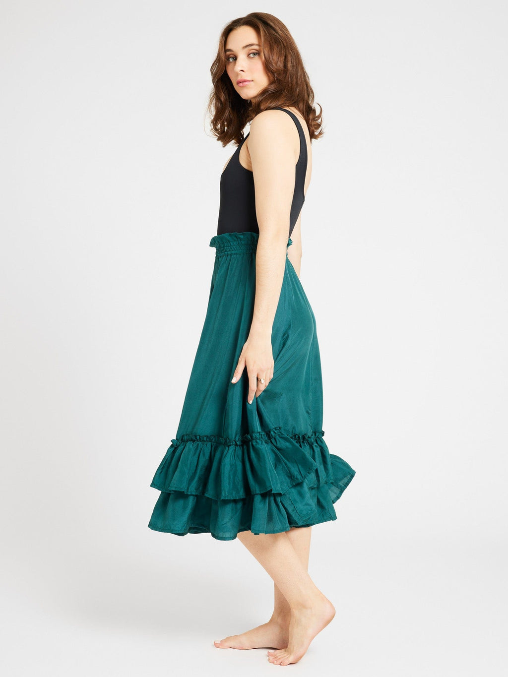 Skirt in Emerald Silk