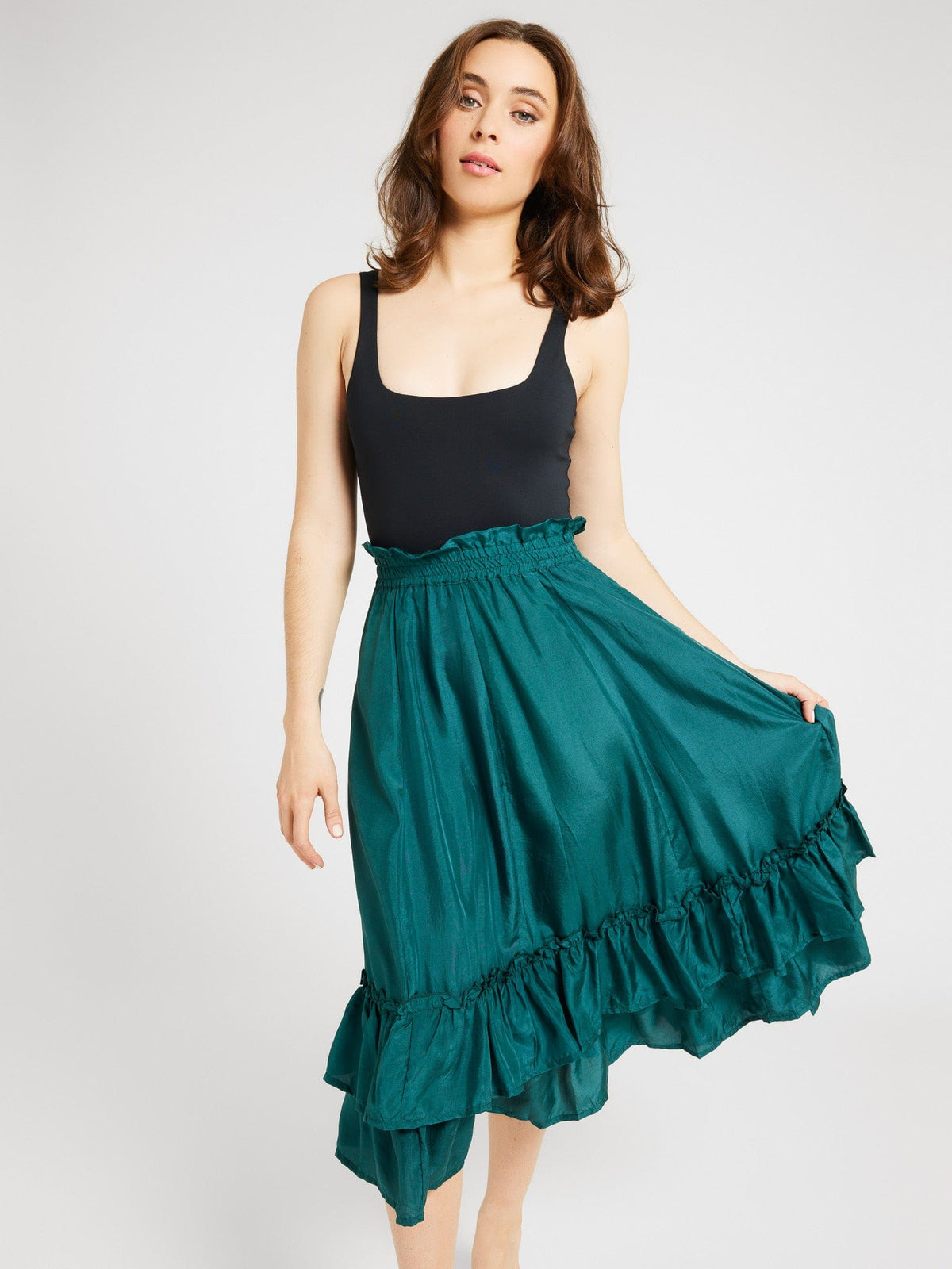 Skirt in Emerald Silk