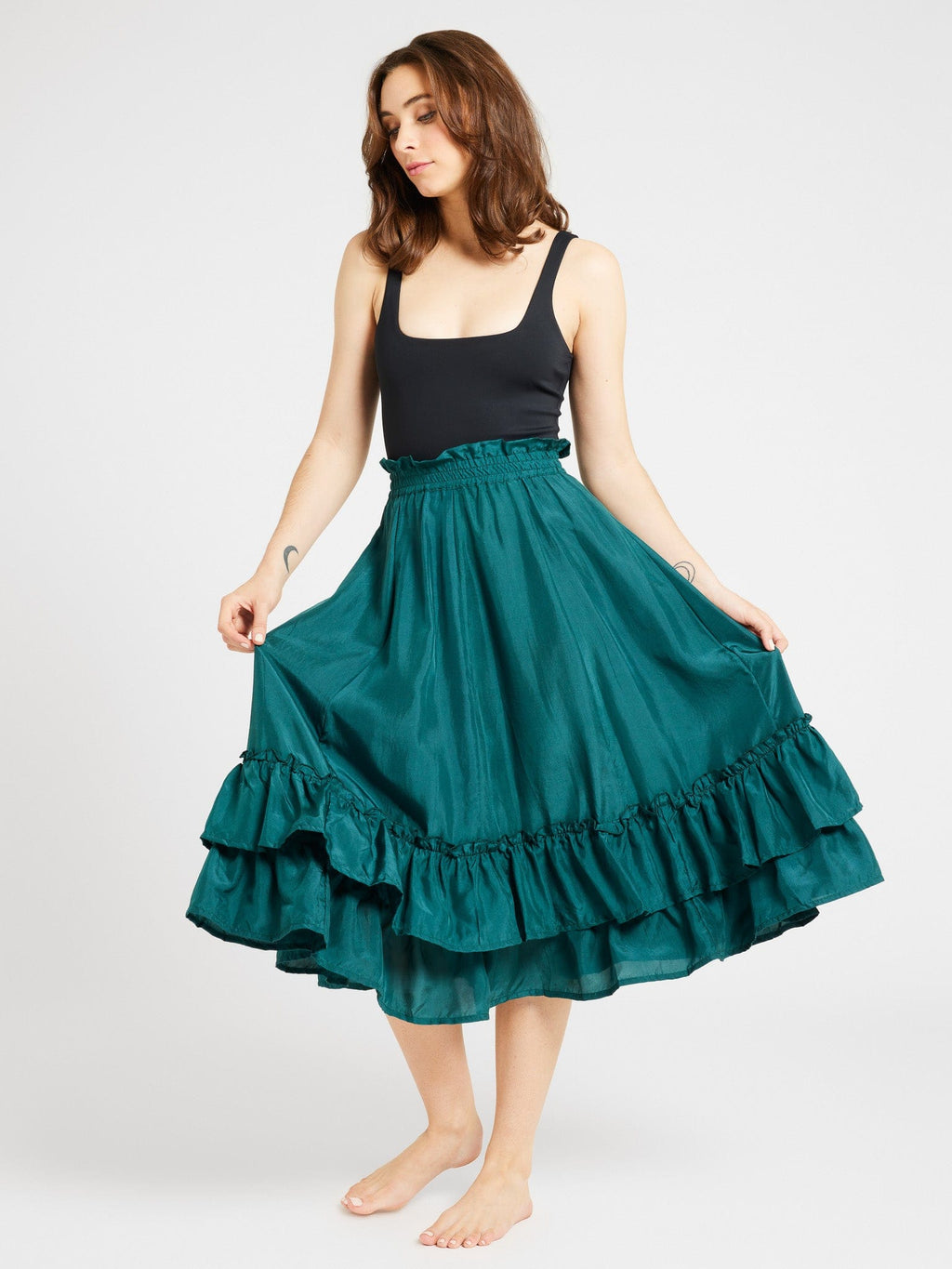 Skirt in Emerald Silk