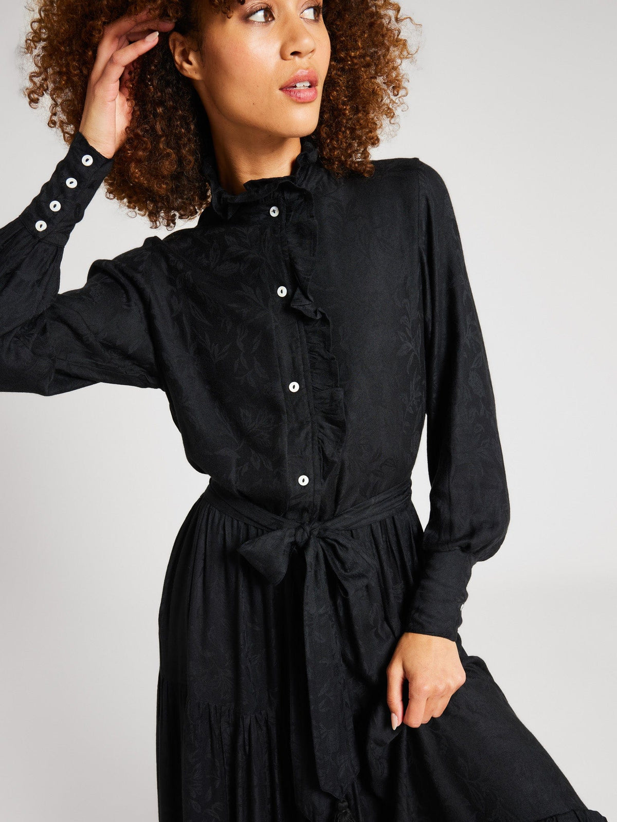 Valentina Dress in Black Jacquard