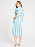Vera Dress in Aqua Jaipur Stripe