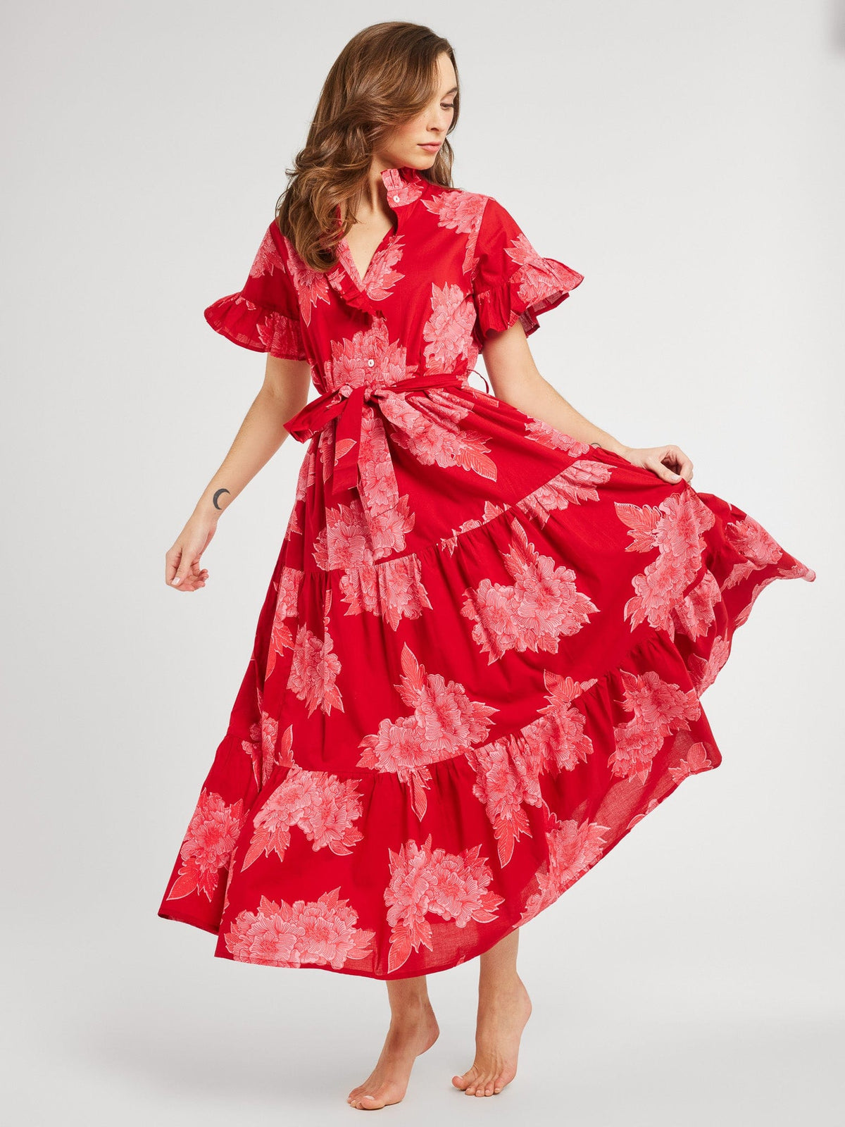 Victoria Dress in Crimson Floral