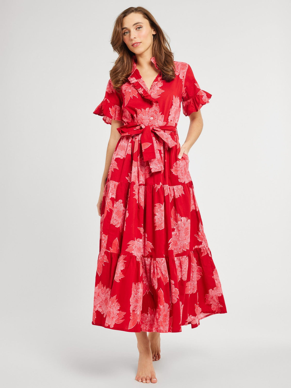 Victoria Dress in Crimson Floral